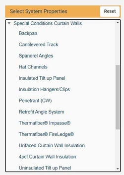 Sample of the selections to refine your search in STI's System Search